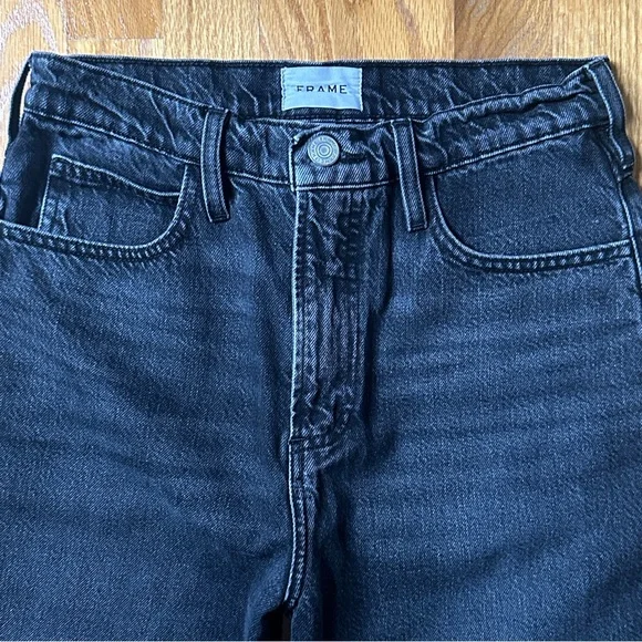 Frame Womens 26/28 Black Le High N Tight Straight Leg High Waist Denim Jeans - Picture 3 of 9